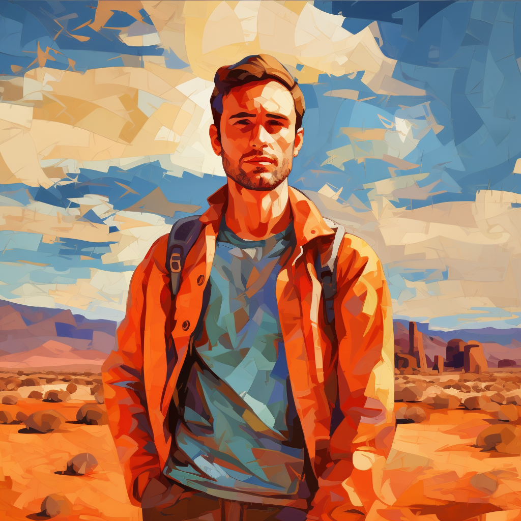 Fauvist artist lost in desert