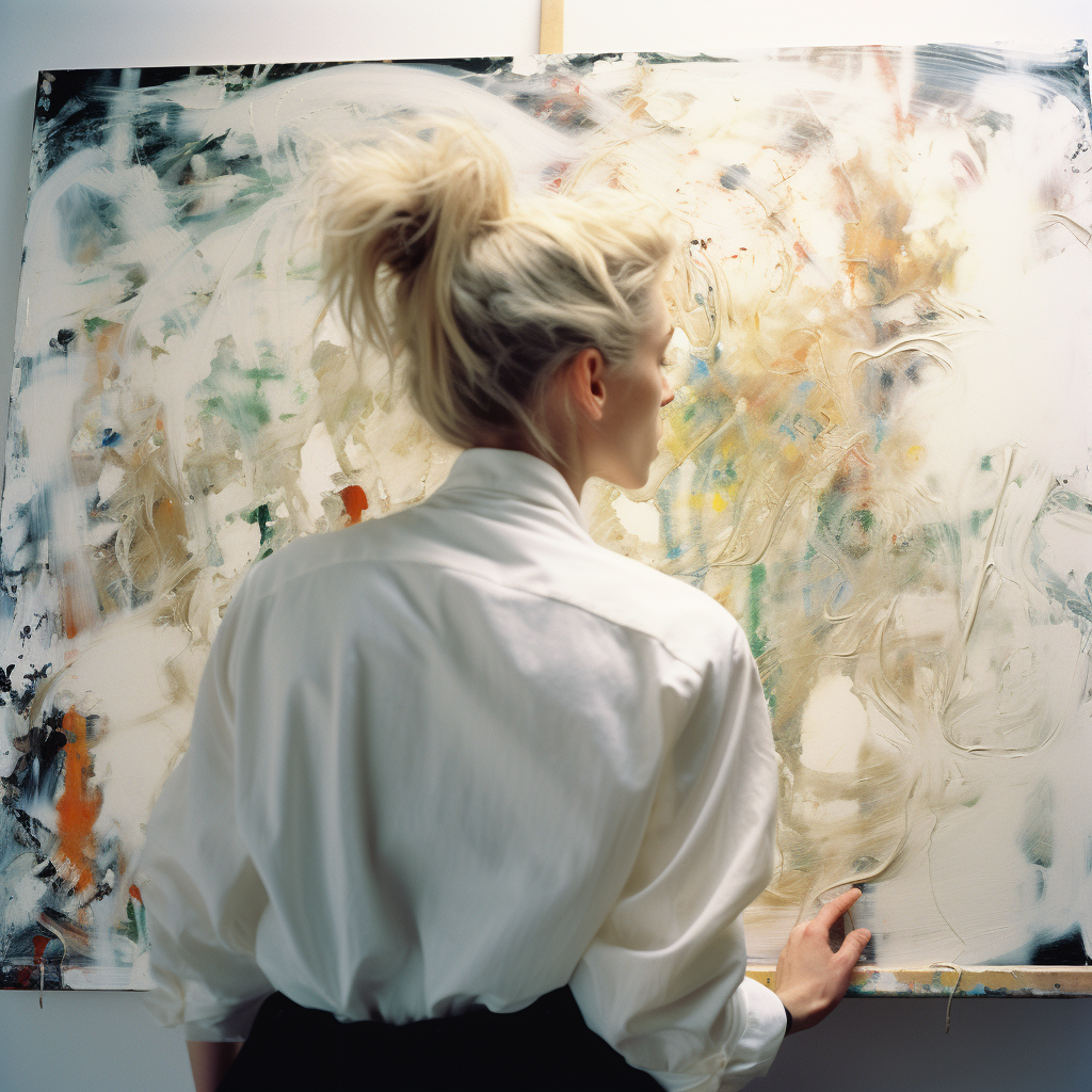 45-year-old female artist painting