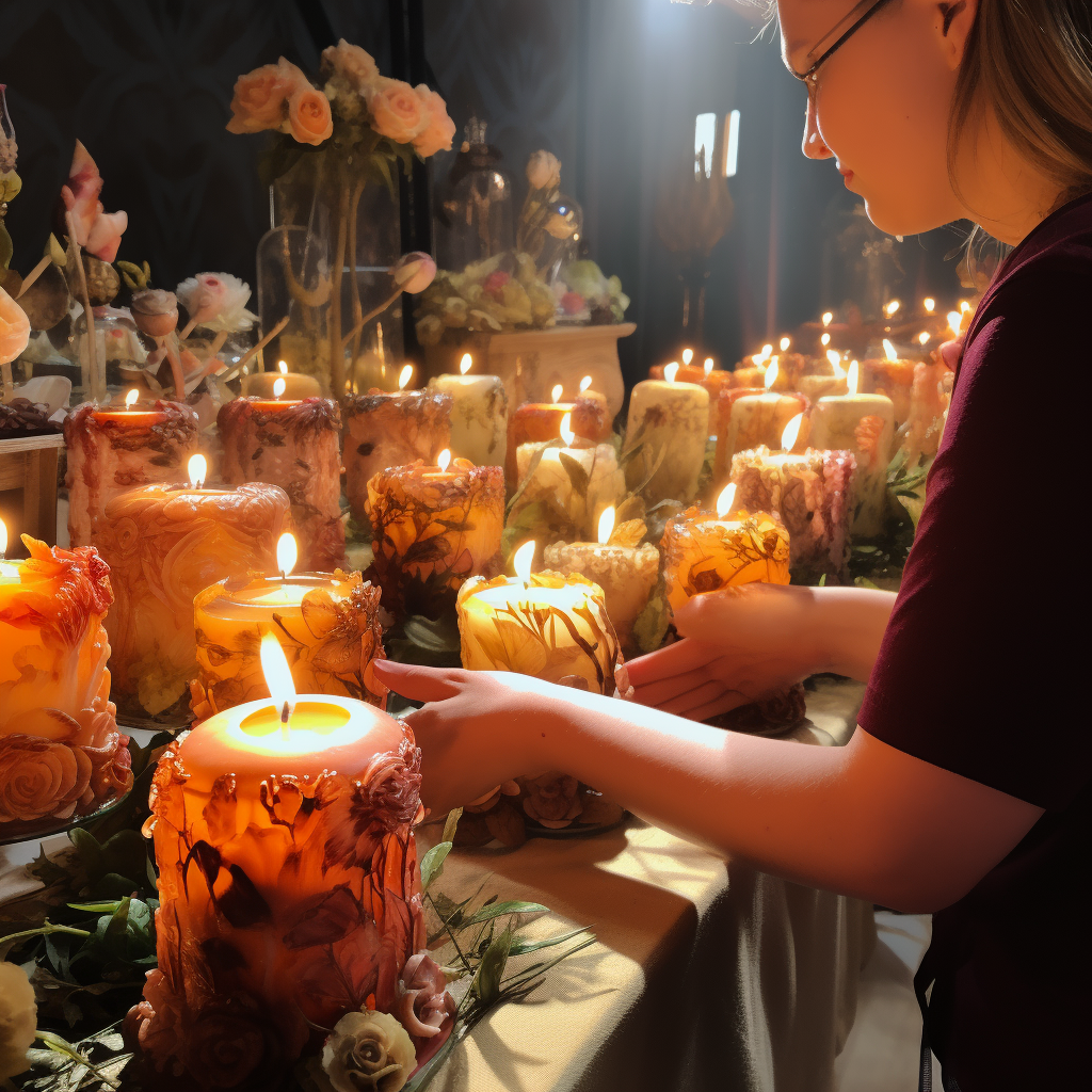 Participants making artistic candles at workshop