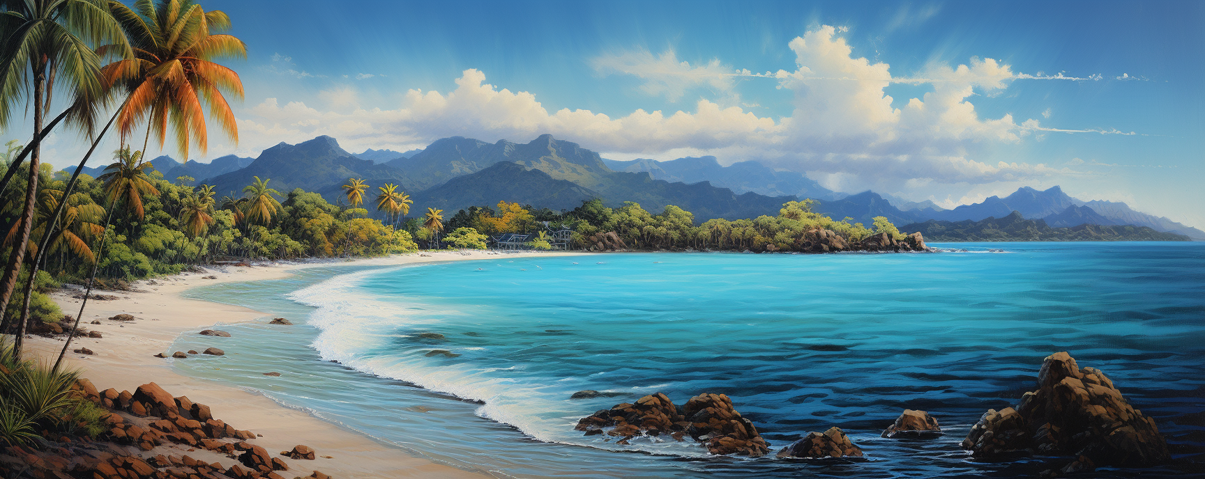 Colorful painting of Caribbean scenery