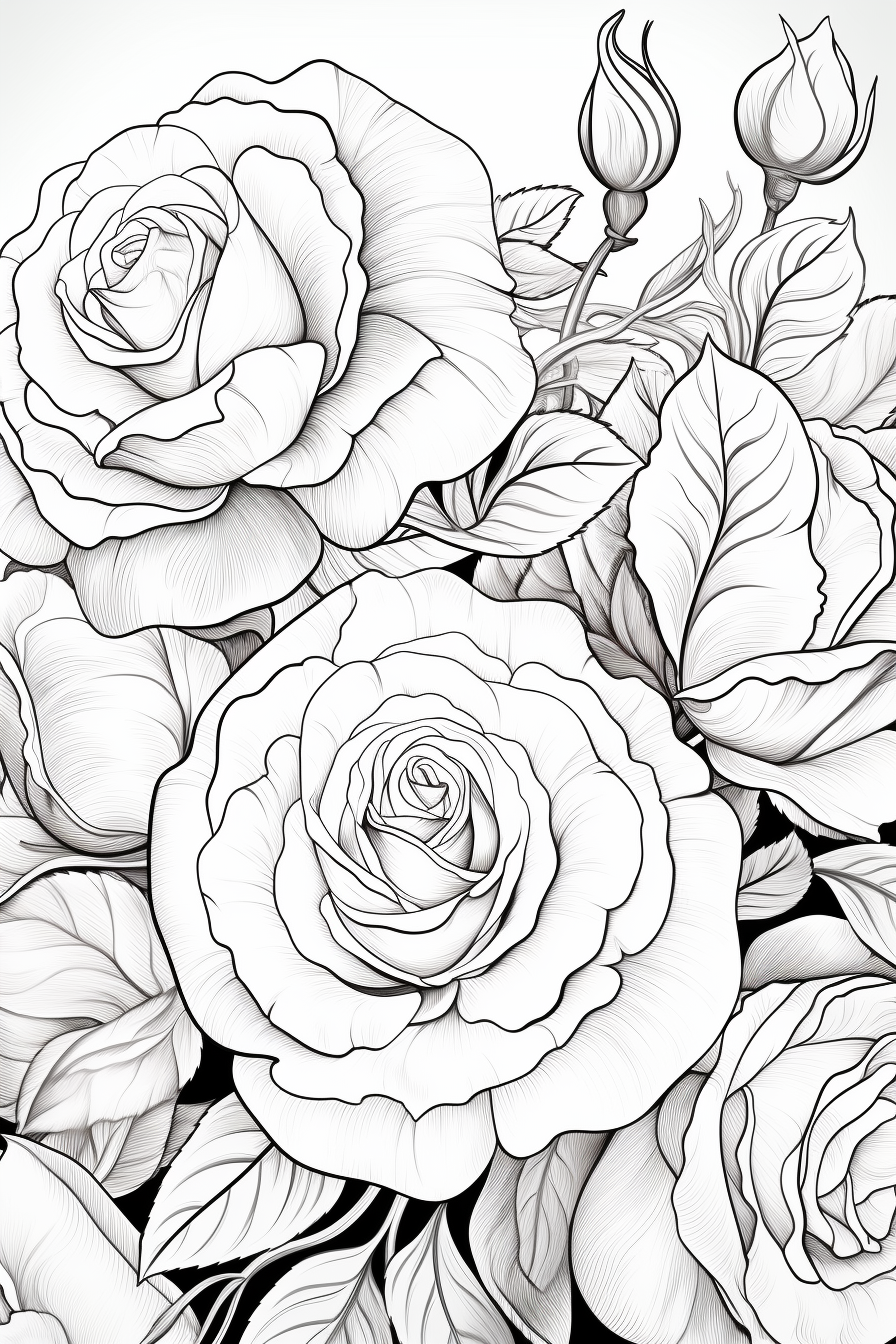 Detailed artistic roses in garden