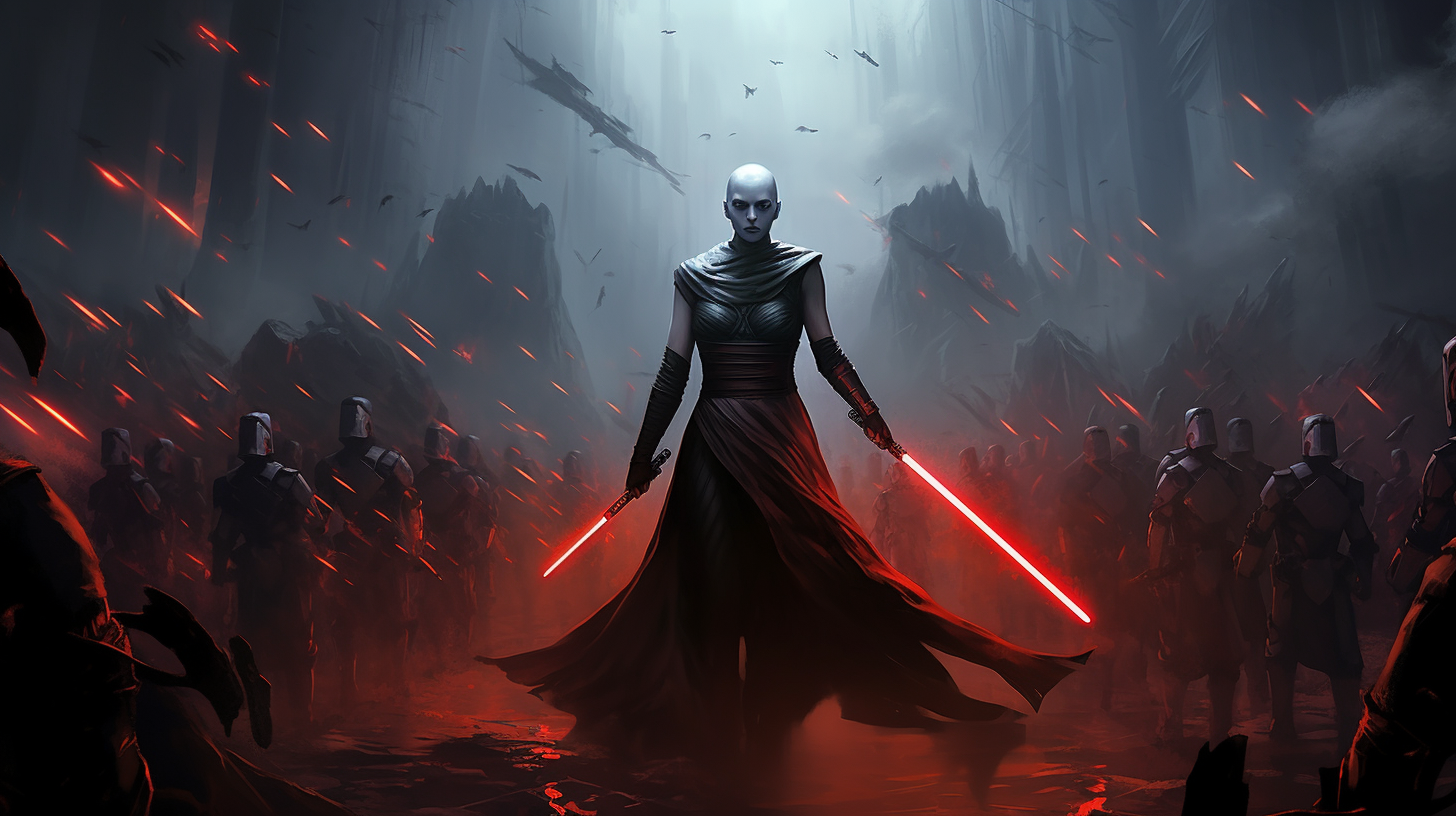 Asajj Ventress in intense battle