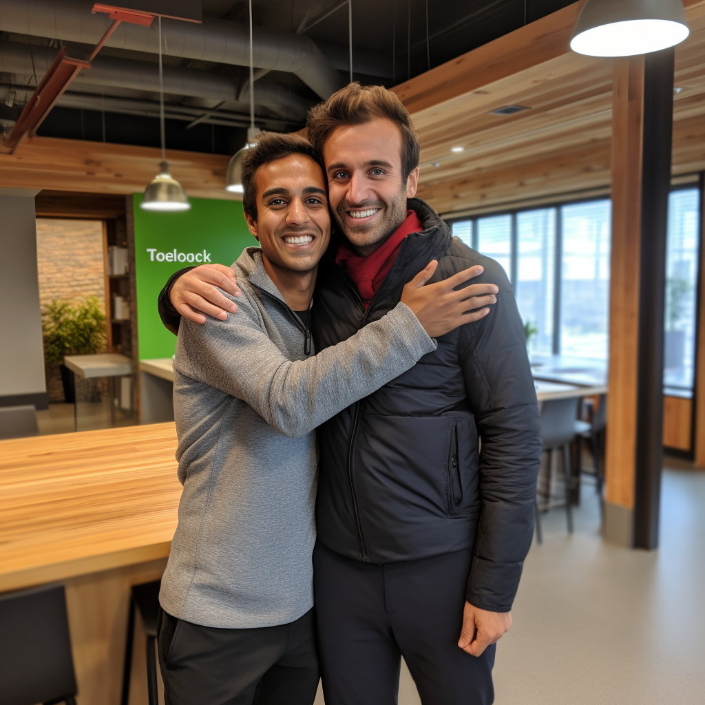 Ashneer Grover hugging male startup founder photo