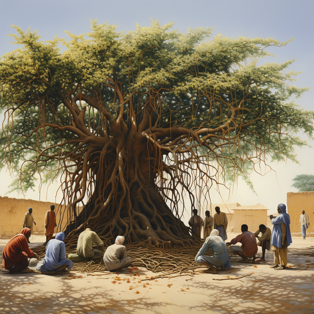 Ashwagandha tree with people harvesting root