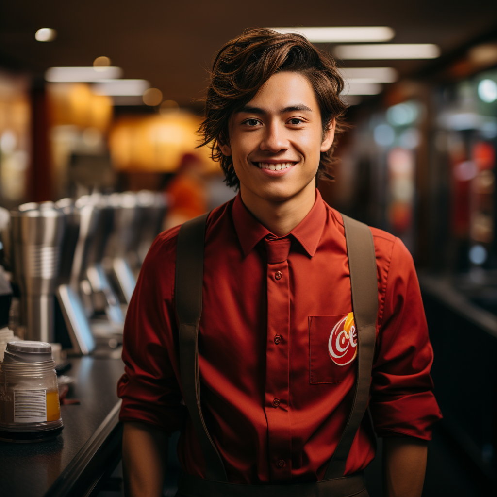 Smiling Gen Z Teenager in Carl's Jr. uniform