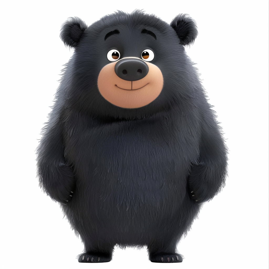 Cute Asian Black Bear Cartoon