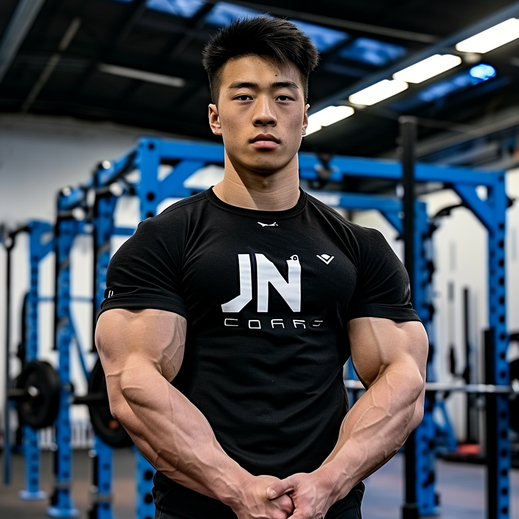 Asian Bodybuilder in JN Shirt