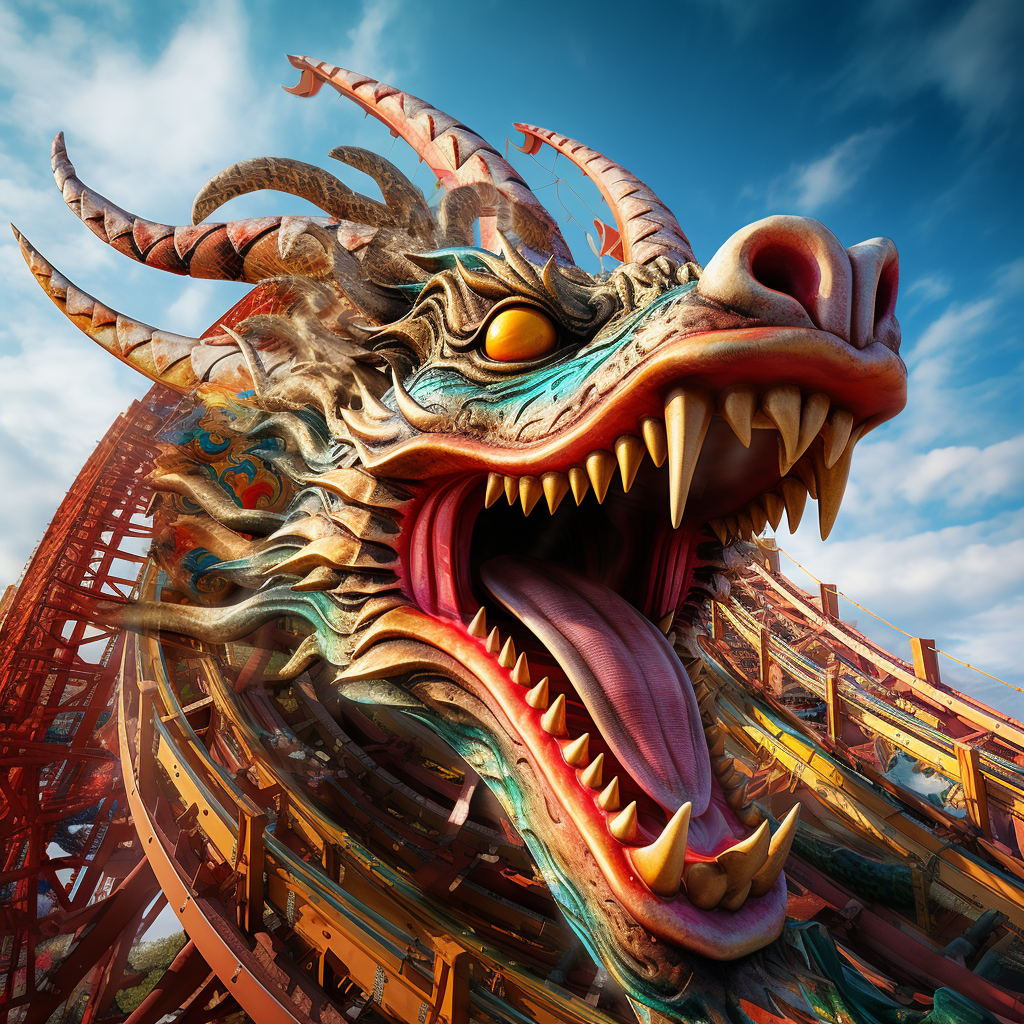 Rollercoaster Ride with Asian Dragon Head