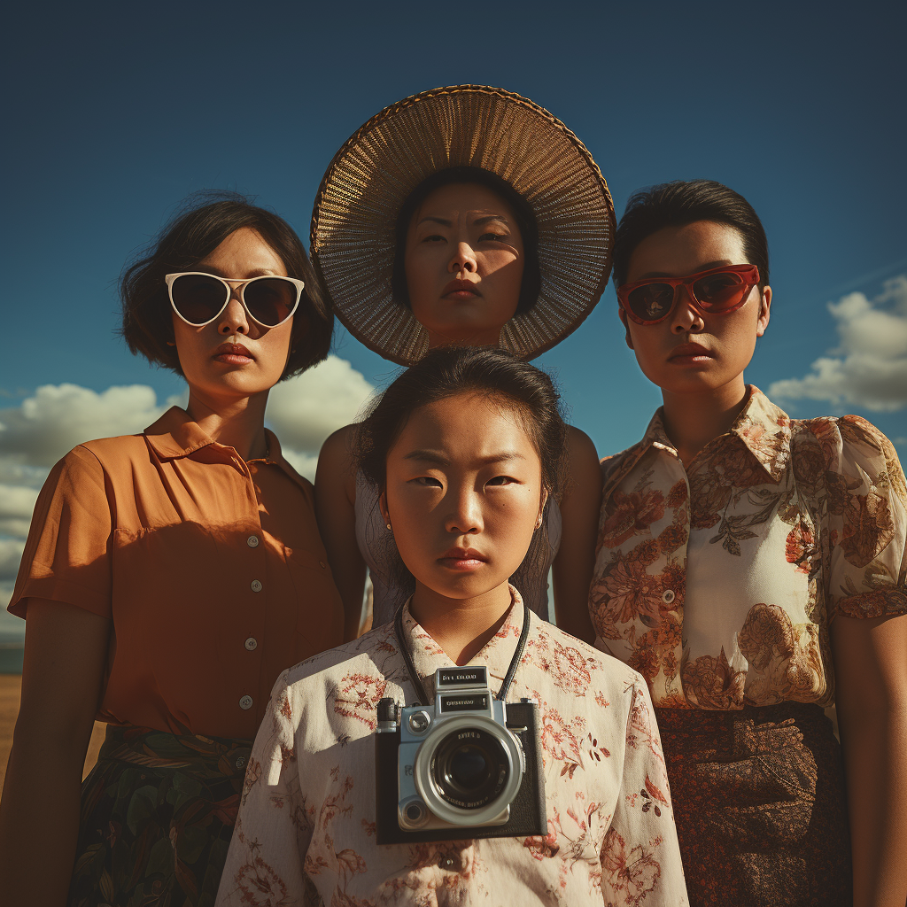 Asian family portrait with natural lighting