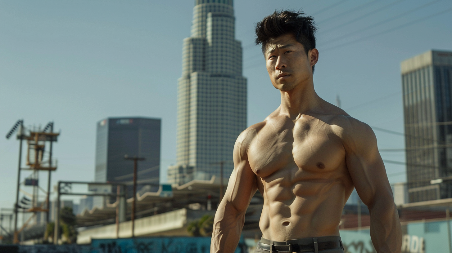 Asian hero with muscles