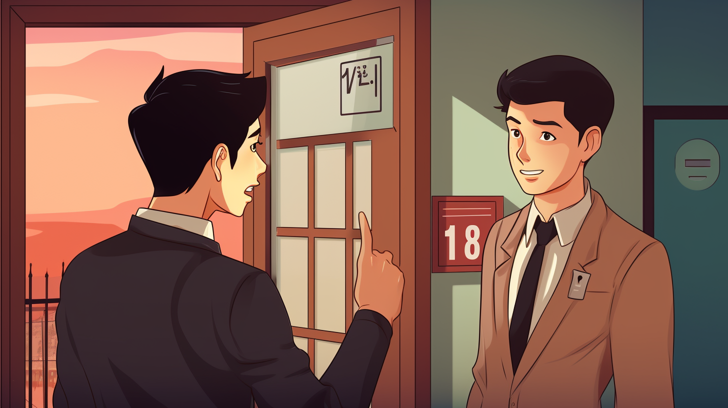 Asian Intermediary Knocking Door Cartoon