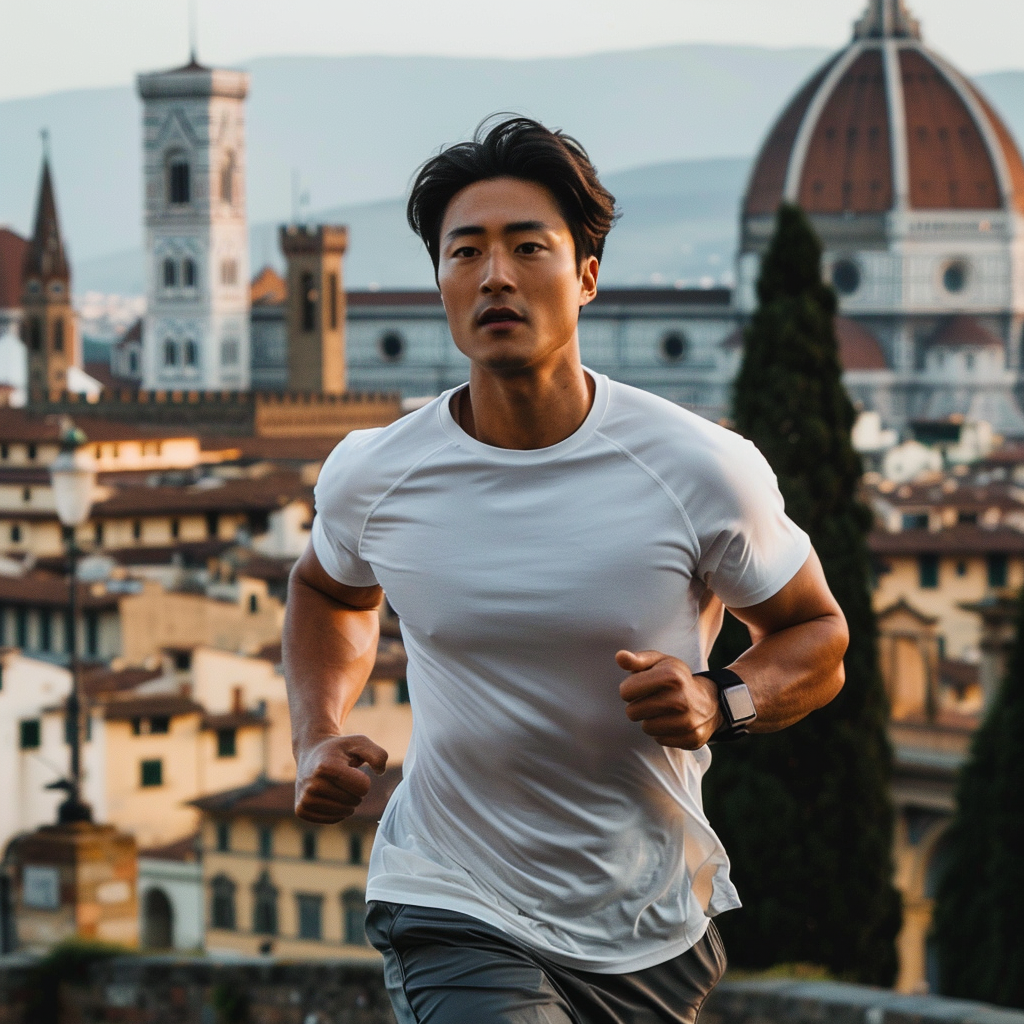 Asian man doing cardio in Florence