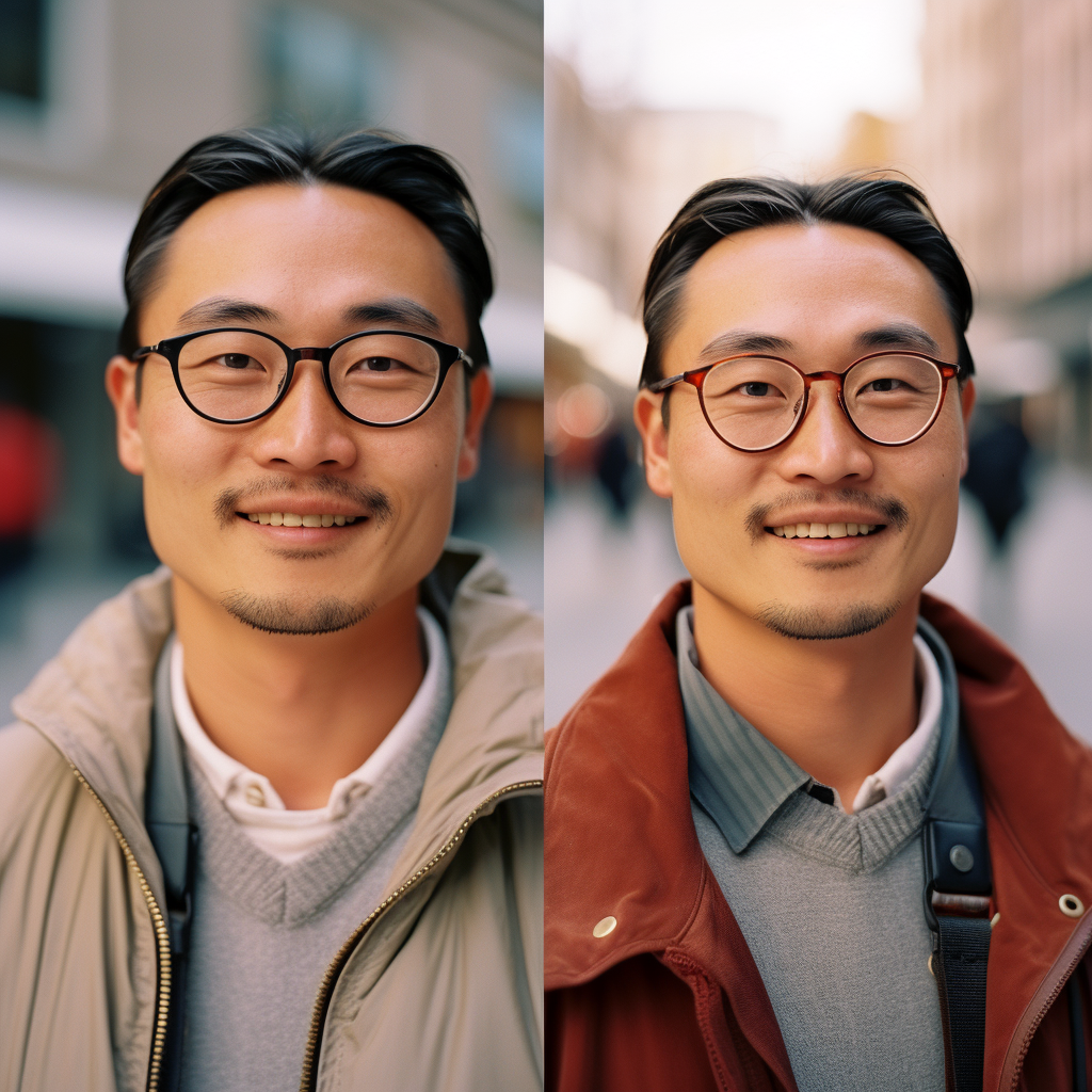 Asian man with glasses in Oslo Norway