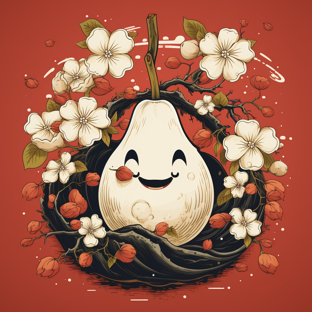 Asian Pear Sticker T-shirt Design