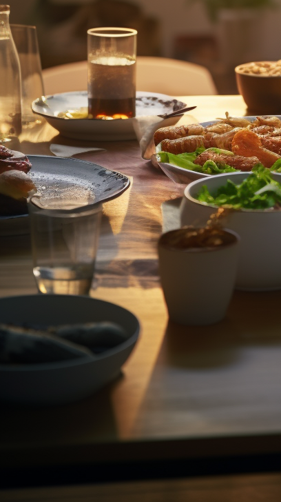 Asian People Enjoying Food at Home