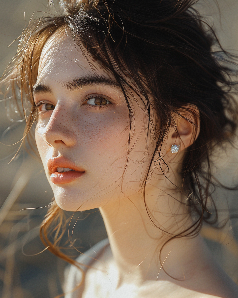 Asian woman wearing earrings outdoors