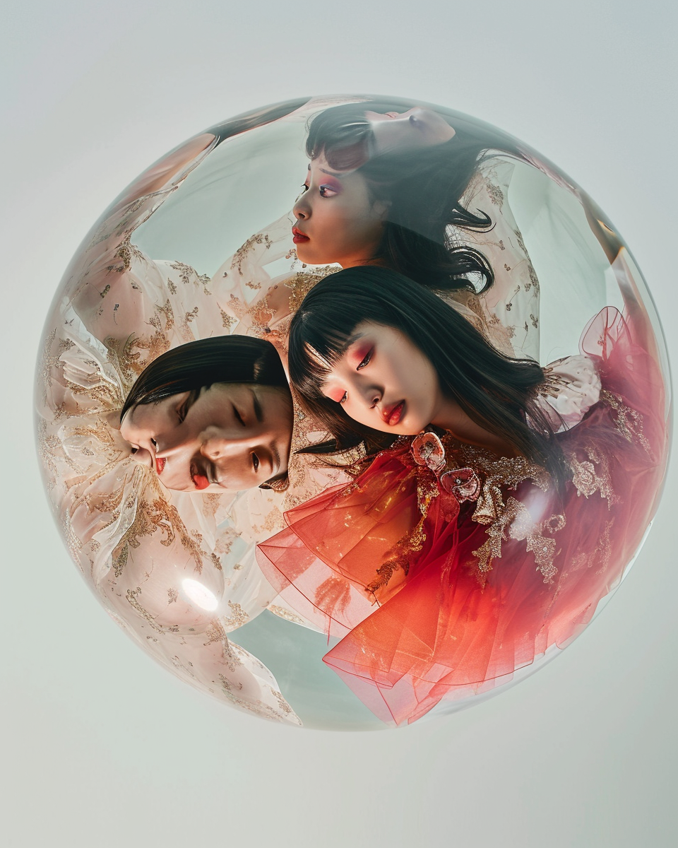 Asian Women Hiding in Orb