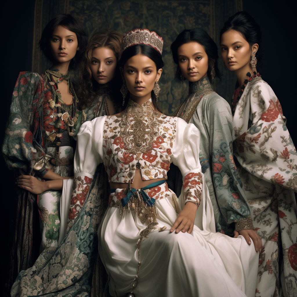 Ethnic clothing models showcase Asian diversity