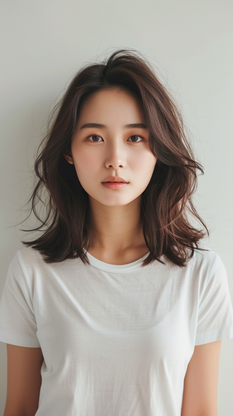 Asian woman in white T-shirt