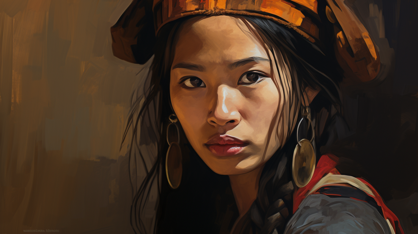 Stunning Asian Hmong Woman Caricature