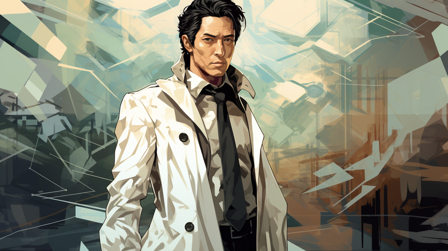 Asian male scientist in high fashion concept illustration