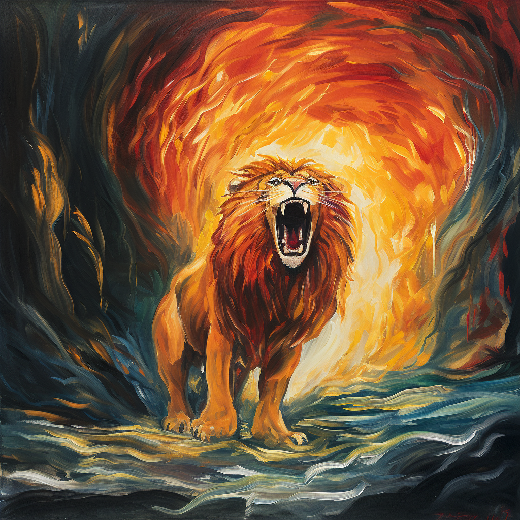 Artistic representation of Aslan in Munch's style