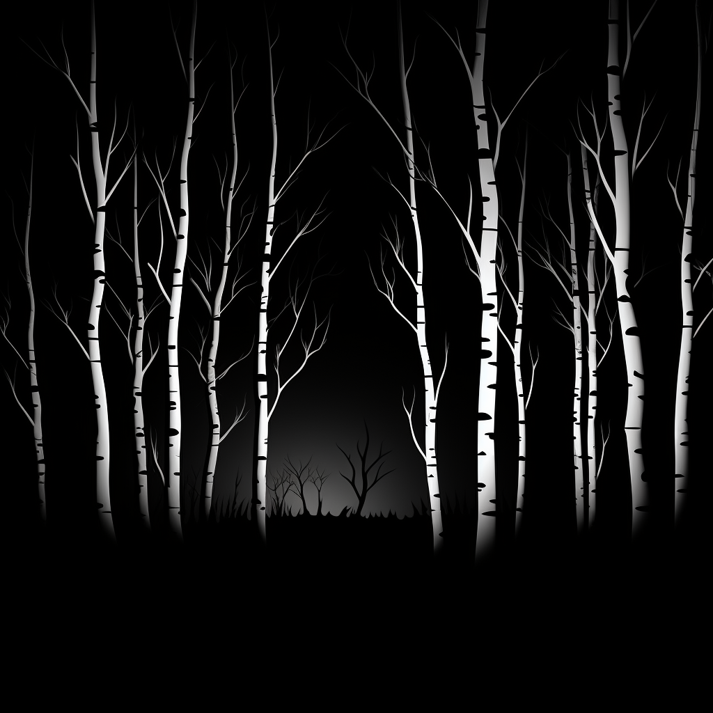 Silhouette of an Aspen Forest at Night