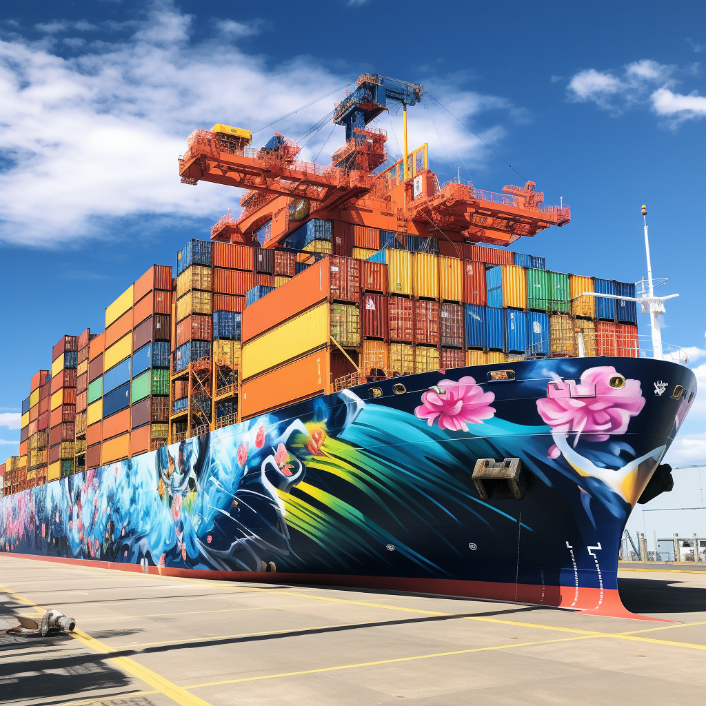 Large Sea Turtle on Container Ship