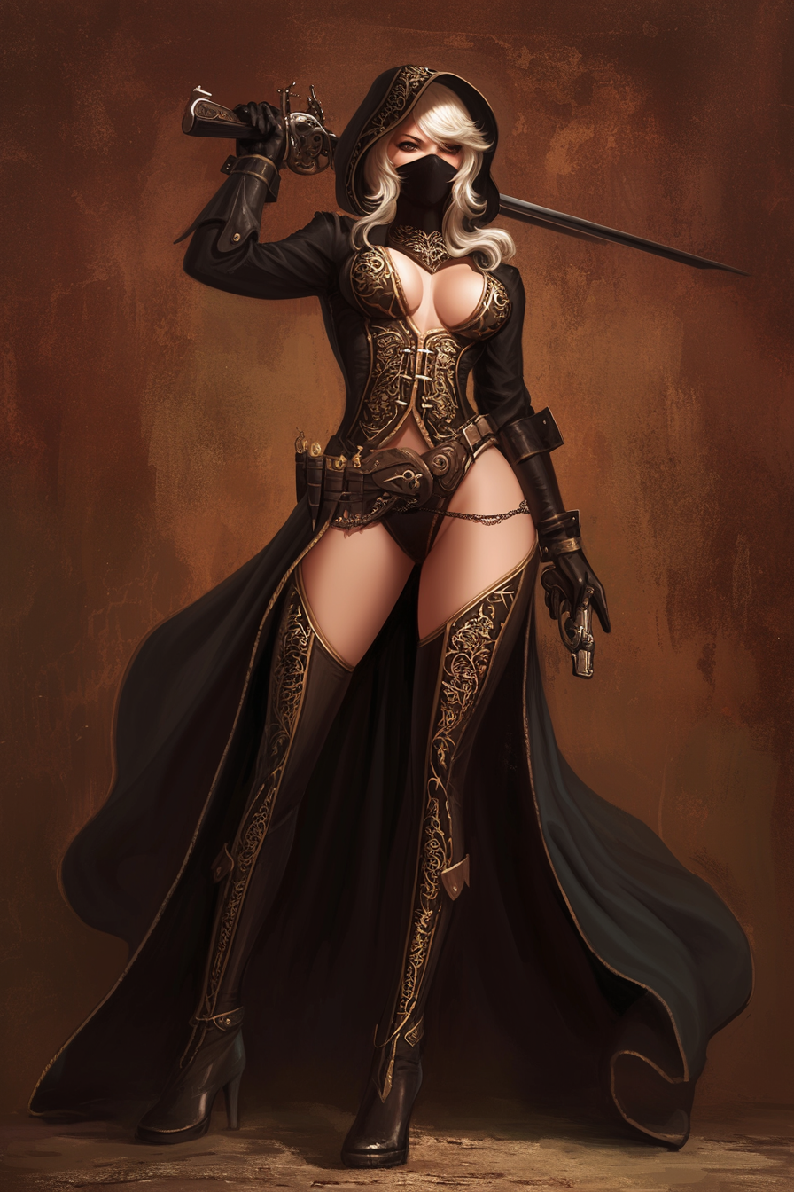 Assassin woman pin-up artwork