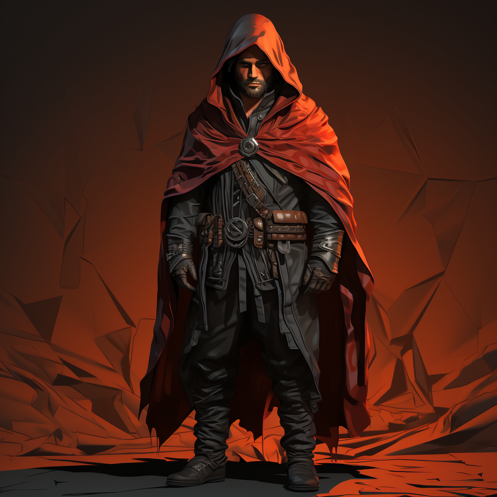 Assassin character in Edward Hopper-esque low poly dark game art