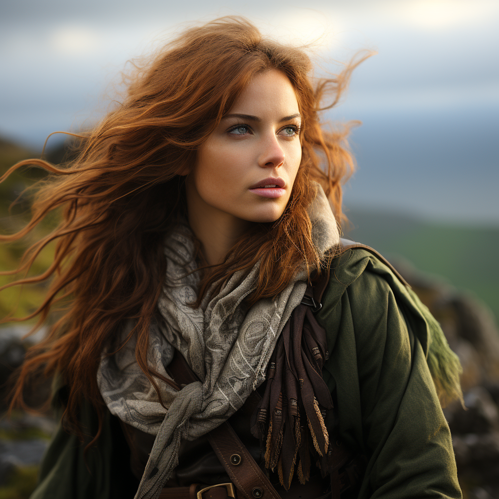 Female character exploring Ireland landscapes