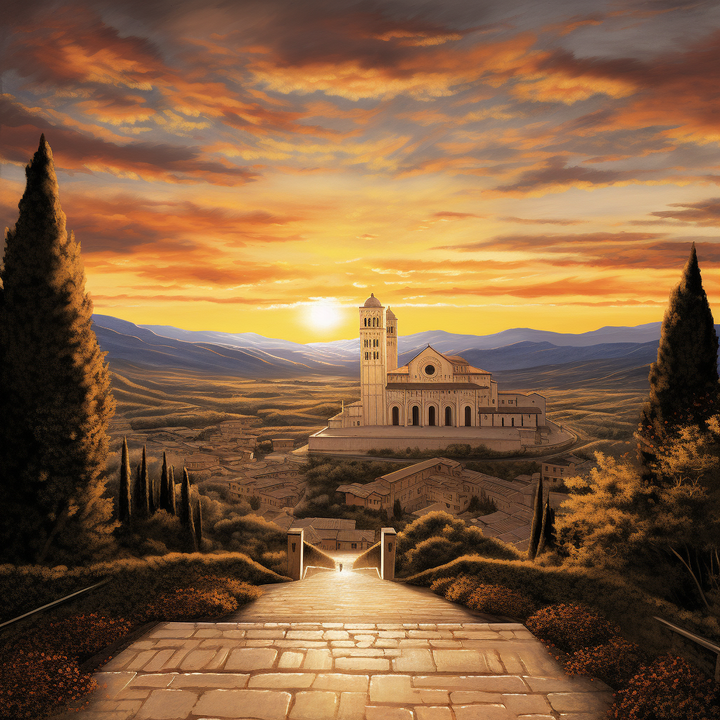 Sunset at Assisi Basilica: Stunning Landscape