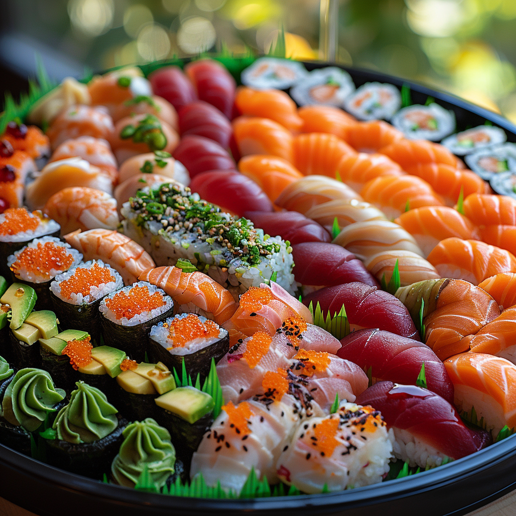 Assorted Sushi Platter Closeup