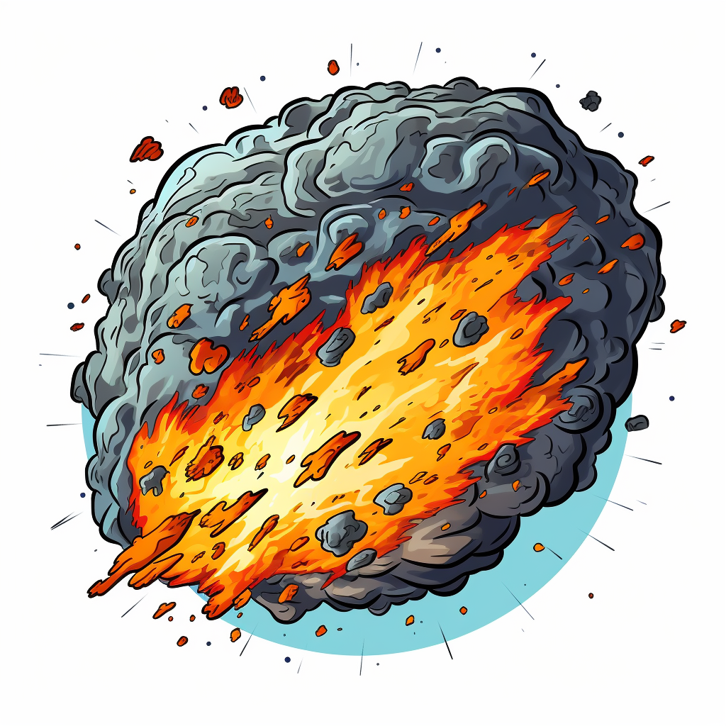 Coloring sheet of an asteroid with flames