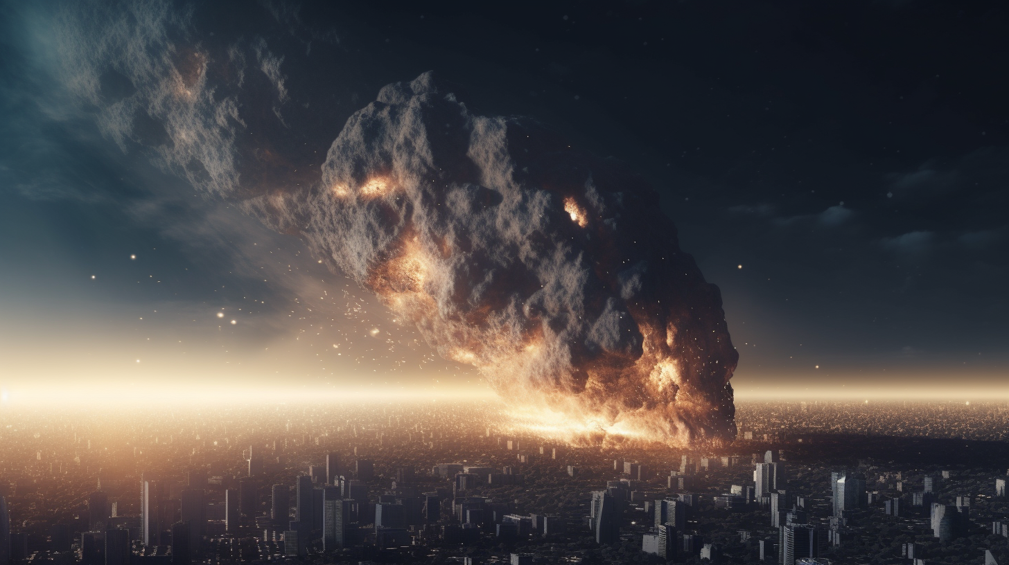 City under attack by asteroid