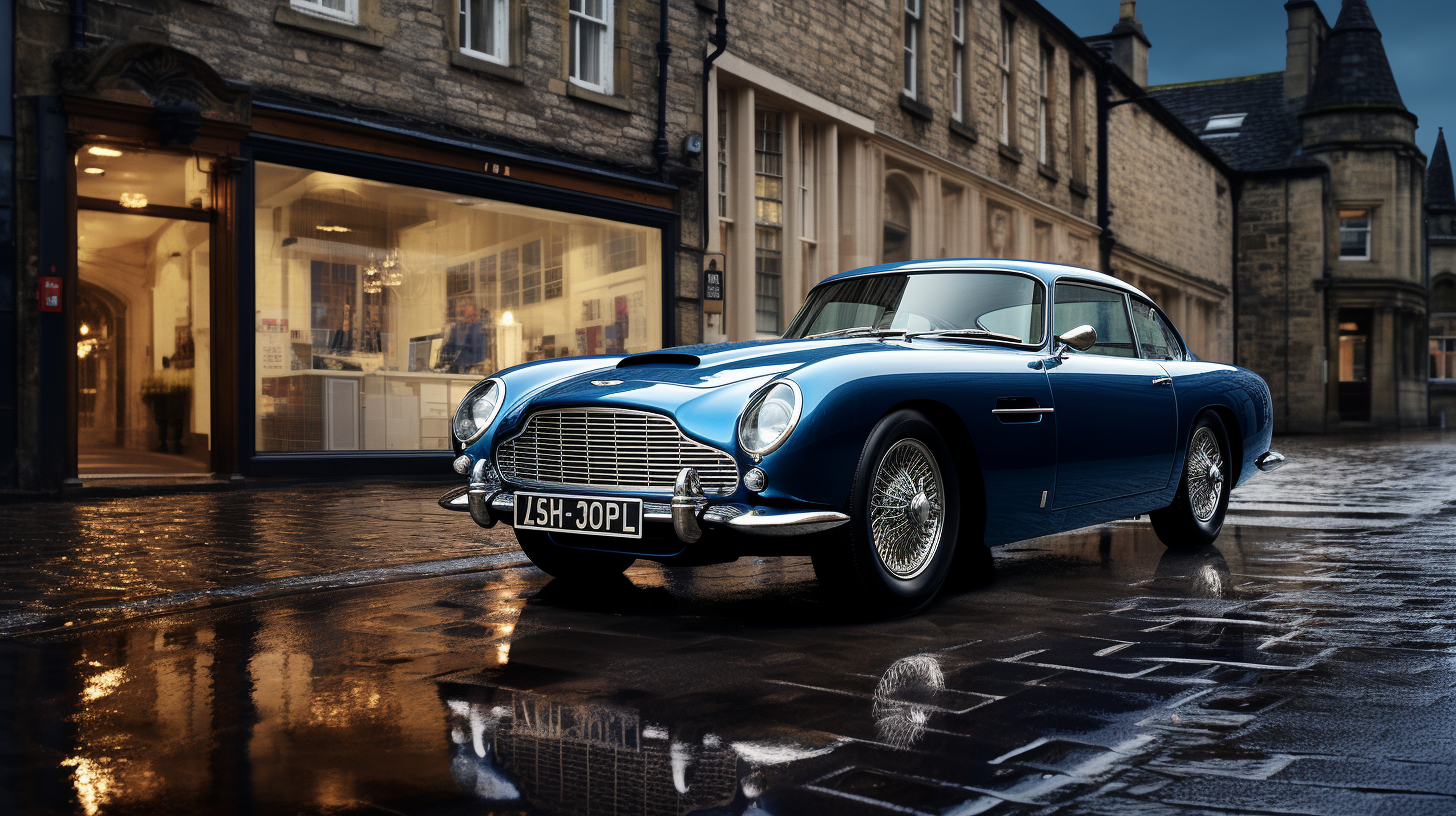 Photorealistic Aston Martin DB5 in blue