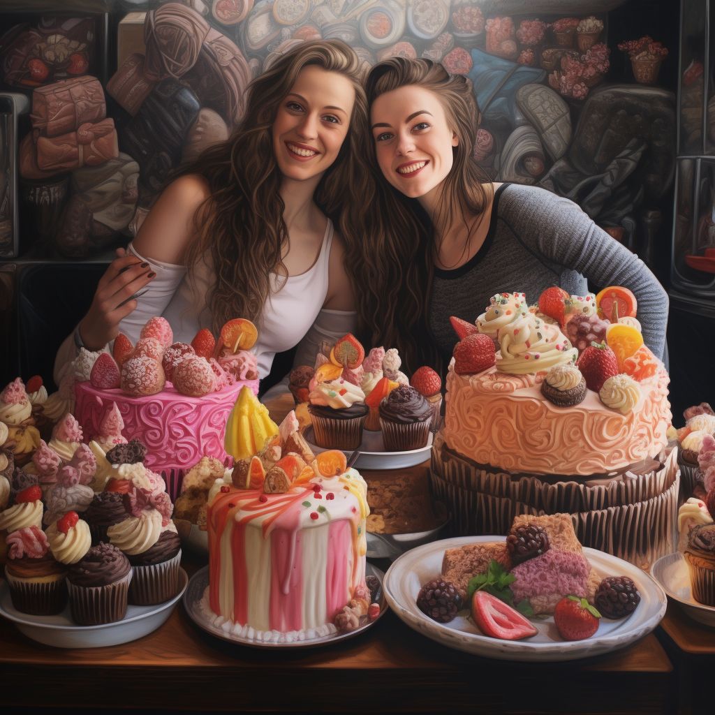 Sisters with Delicious Desserts