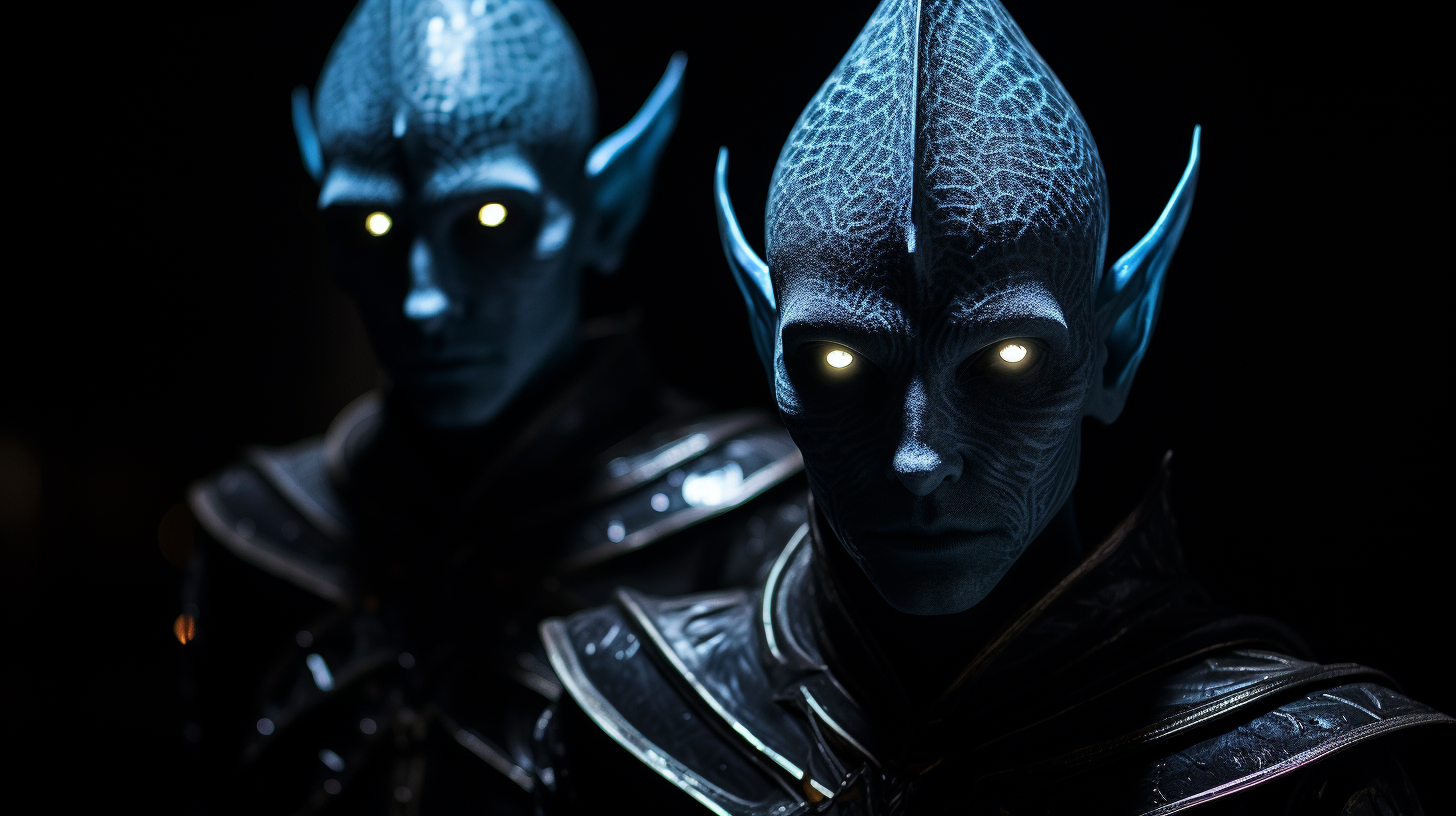 Two stern astral elf guards