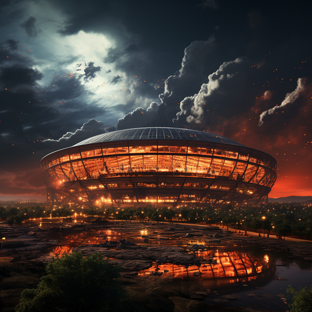 Stunning Astrodome Sunset with Photorealistic Glow