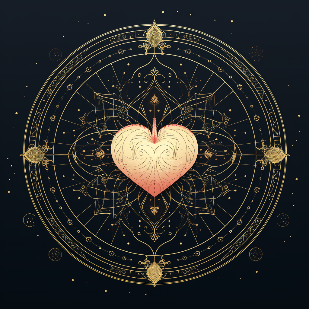 Astrology heart shape in Renaissance flat minimalist design