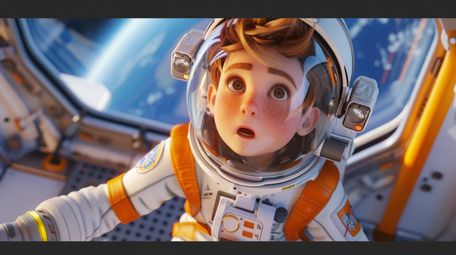 astronaut boy talking to boy 3D