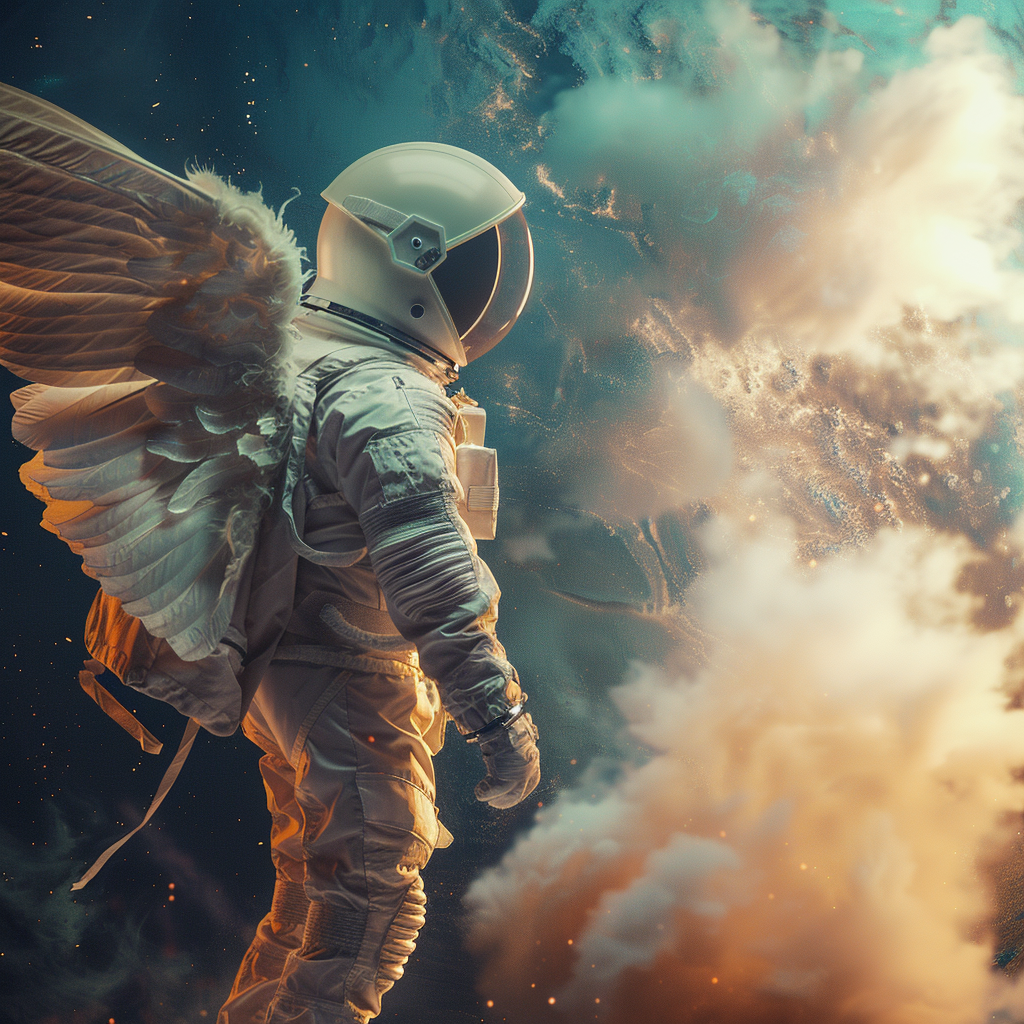 astronaut boy wings space