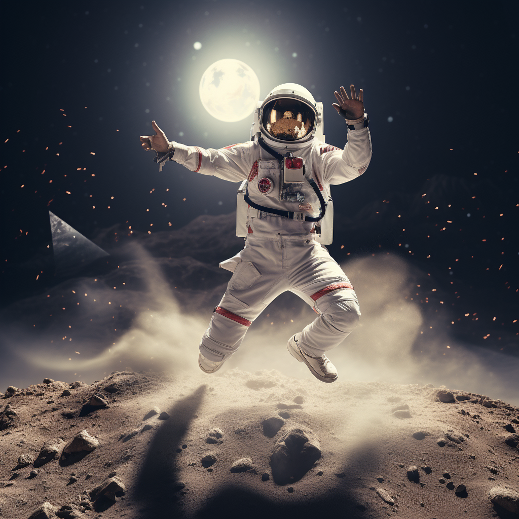 Astronaut dancing Zeybek on moon