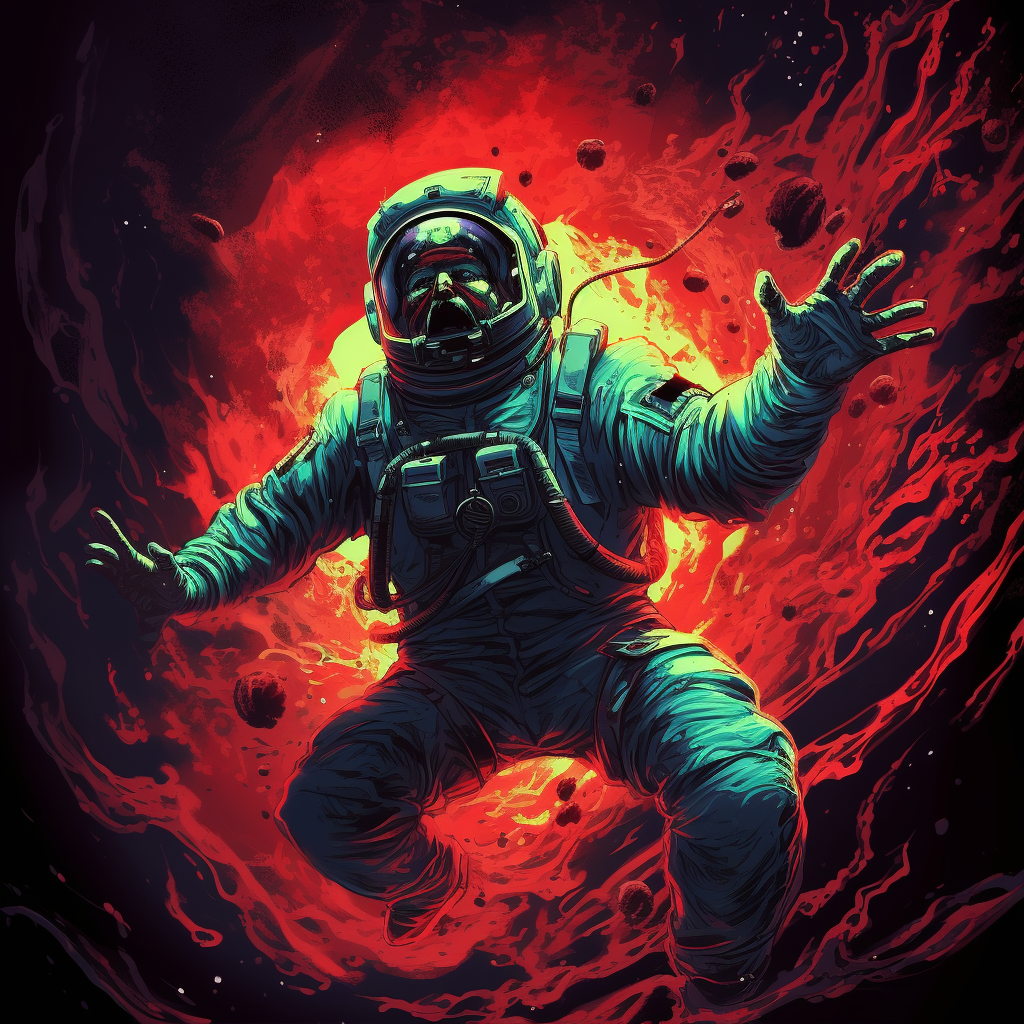 Astronaut Floating Outerspace Zombie Screaming