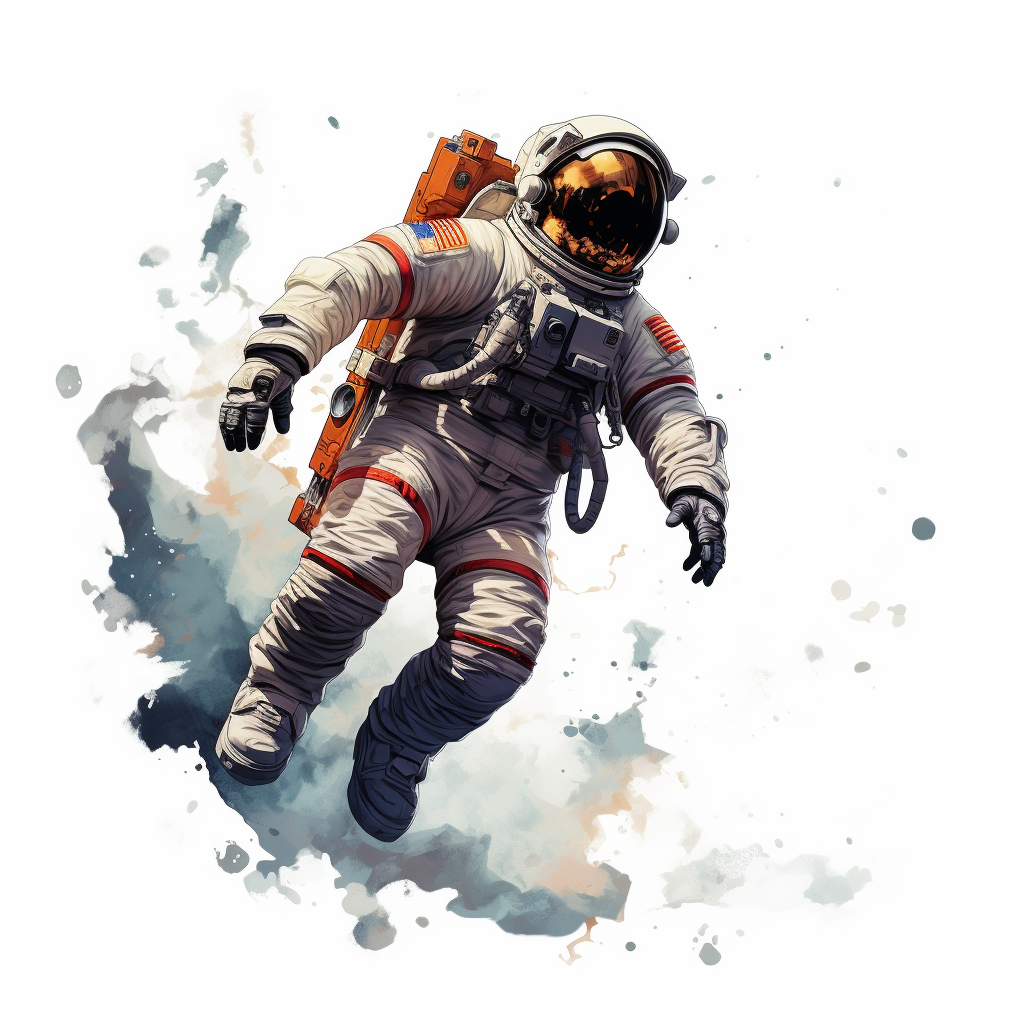 Astronaut floating white background