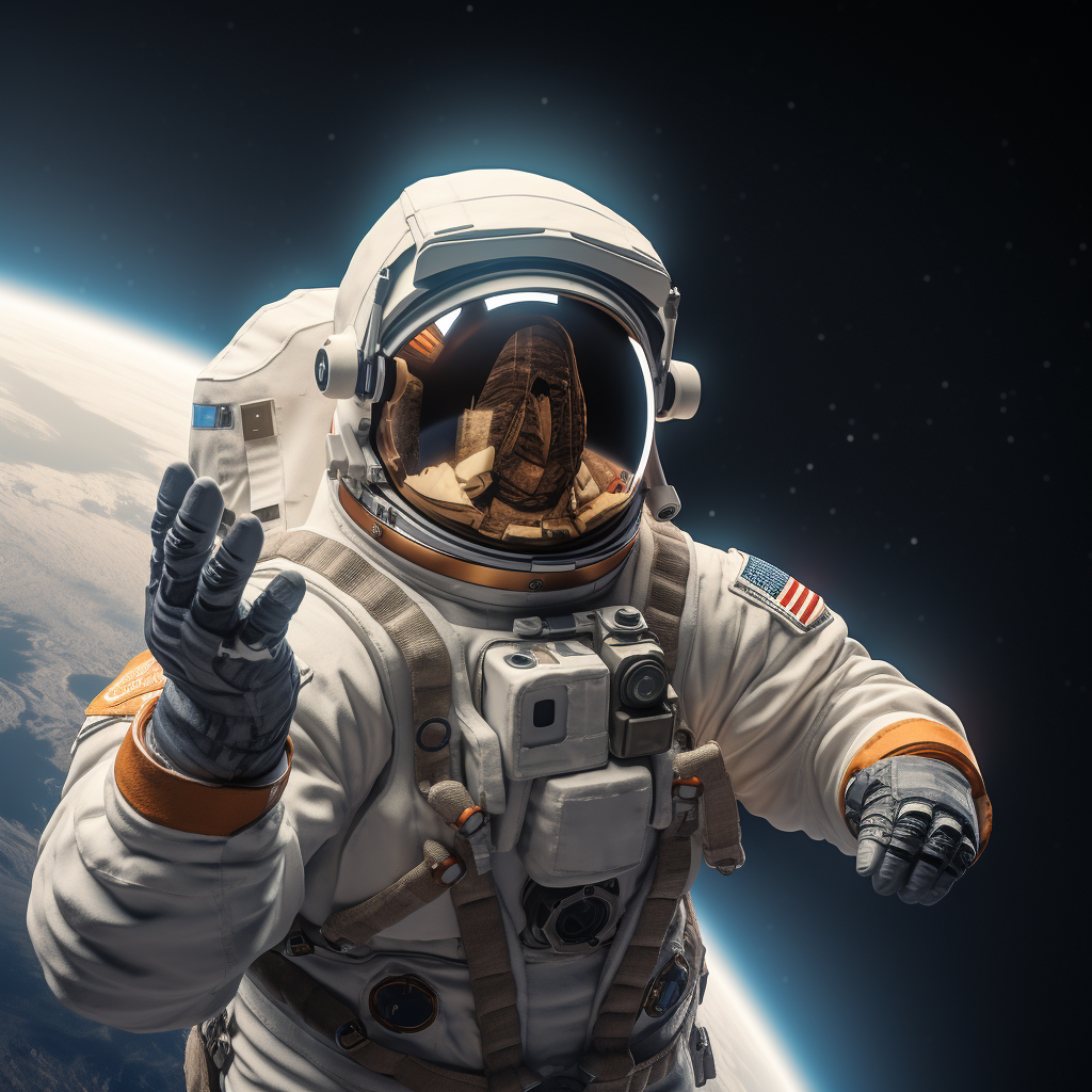 Astronaut wearing gloves in 3D style