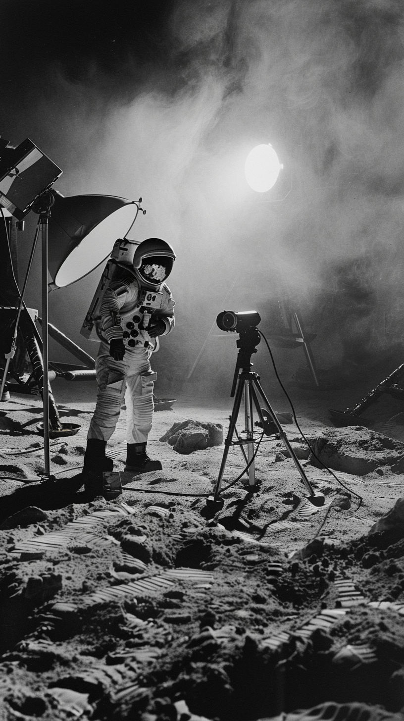 Astronaut on lunar film set