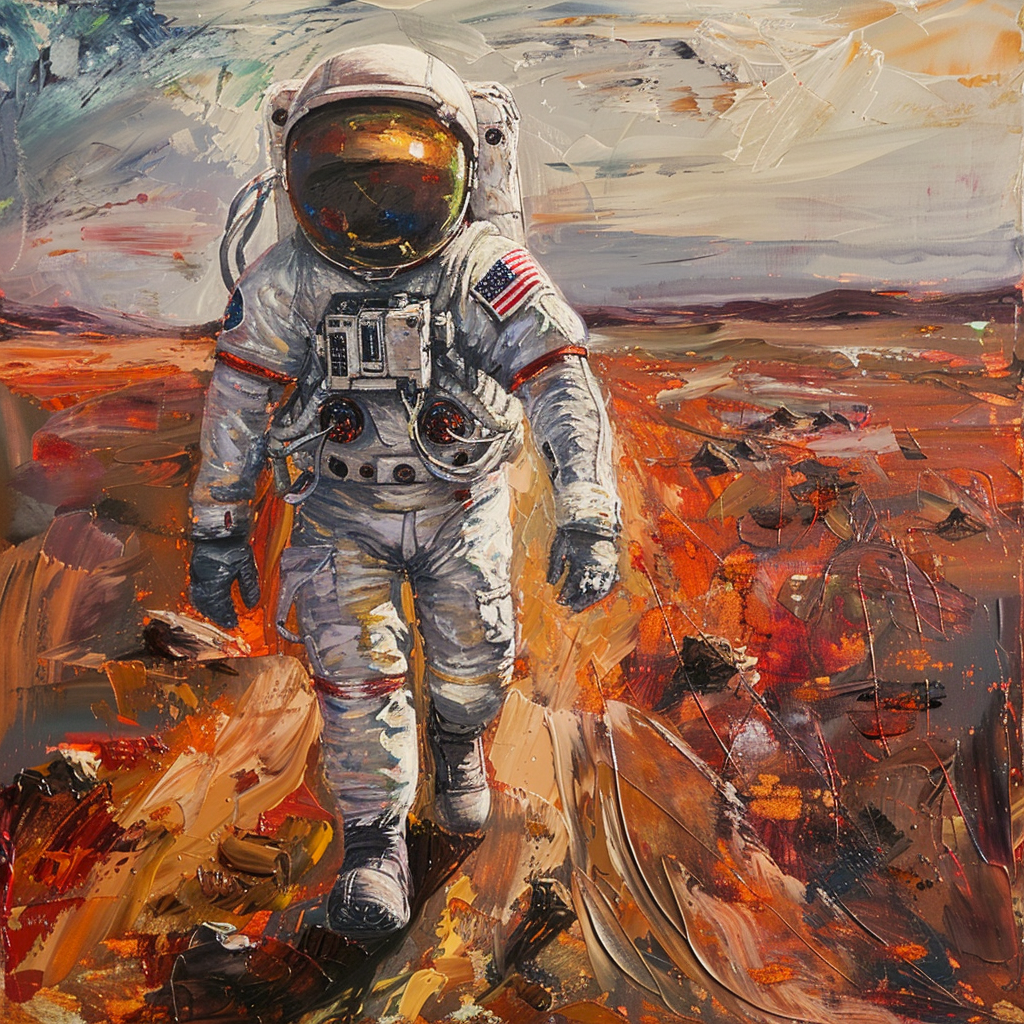 astronaut on Mars painting art