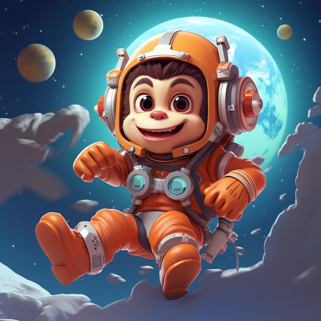 Cute Astronaut Monkey Cartoon Character