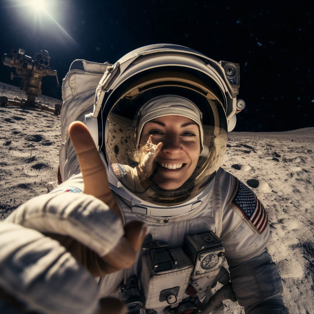 Woman Astronaut Taking Moon Selfie ✨